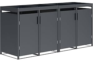 DEGAMO Mülltonnenbox 4-er Mülltonnenhaus ULM für 4X Tonnen 120 und 240 Liter, Stahl verzinkt, Farbe anthrazit, mit Pflanzkastenaufsatz