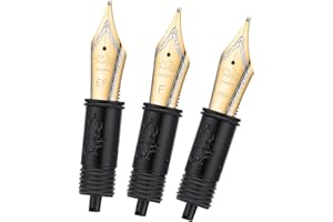 LANXIVI Zestaw 3 stalówek do piór wiecznych Jinhao 100 z czarnym podajnikiem (EF, F i M), złote wykończenie, kompatybilne z Jinhao 100, X350, X850, 9036, 9065, 9016