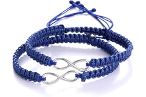 AidShunn Bracelets infinity Braided Handcrafted Adjustable Braided for Men Women Friendship Family Couple 2Pcs