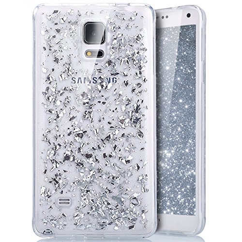 Galaxy Note 4 Hülle,Ukayfe für Samsung Galaxy Note 4 TPU Silikon Handy Hülle Schutzhülle Durchsichtig,Bling Glitzer Sparkle Strass Crystal Clear Case für Samsung Galaxy Note 4,Ultradünnen Weich Silikon Kratzfest Bumper Soft Rückseite Abdeckung Cover Tasche für Samsung Galaxy Note 4 (Silber)