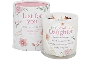 GEMINI GIFTS Daughter Candle That Makes a Thoughtful Gifts for Daughter and Daughter Gifts - Ideal Christmas and Special Daughter Birthday Gifts SOYA Candle with Rose Quartz and Rose Petals