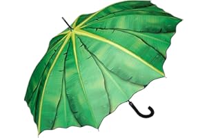 VON LILIENFELD Parapluie Feuille de bananier Ouverture Automatique Résistant au Vent Canne Grand Robuste