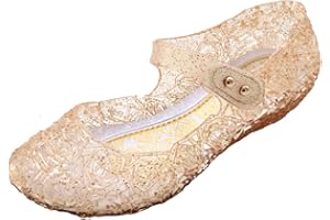 YouKD Girl's Princess Cosplay Shoes Dress Up Shoes Crystal Sandals Jelly Shoes for Halloween Carnival Birthday Party Fits Kids 2-13 Years