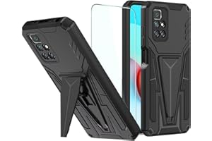 DERHAN Funda para Xiaomi Redmi 10 / Redmi 10 2022, Fundas Resistente para Trabajo Pesado con Cristal Templado, Carcasa Antigolpes Silicona TPU Bumper Case - Negro