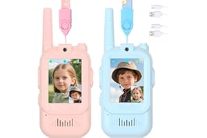 REIIE Mafiti Walkie Talkies con Videollamada para Niños (Paquete de 2), Juguetes Recargables 3-8 Años, Largo Alcance 300m, Regalo Ideal Cumpleaños, Juegos al Aire Libre (Rosa)