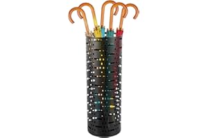 Pcapzz Metal Umbrella Stand Rack Free Standing Umbrella Holder Bin Round Umbrella Storage Multipurpose Canes Walking Sticks Holder Umbrella Bucket for Hallway Entryway Home Hotel Office(Black)