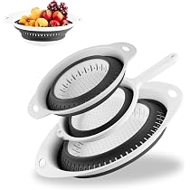 Escurridor de plástico con mango, Colador de cocina, Colador multiusos, escurridor pasta, escurridor para frutas y verduras, Diámetro superior 26.5 cm, Altura 13 cm, Libre de BPA, Plástico