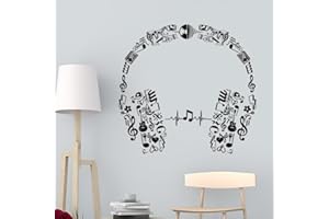 ANATTASOUL Pegatinas de Pared Auriculares Estilo Grafiti Vinilos Decorativos Adhesivos Pared Cocina Dormitorio Salón Comedor Baño(2pcx96x30cm)
