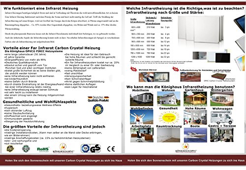 Infrarot Heizung 300 Watt mit Digital- Thermostat – schlichten weißen Rahmen – deutscher Hersteller und vom Tüv Süd GS geprüft -neueste Technologie – 30 Tage Zufriedenheitsgarantie – 5 Jahre Herstellergarantie- Elektroheizung mit Überhitzungsschutz -Überprüft durch deutsche Ingenieurgesellschaft- Fern Infrarotheizung Heizt bis 3-8m² - 2