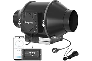 Brogachy 100mm Ventola Aspirazione Wifi App,Con Programmazione di Temperatura e umidità, Ventola di Aspirazione 365m³/ h,Estrattore Aria 3000 RPM,Trifase EC Motore,Per Ventilazione,Tenda di crescita.