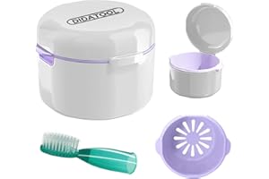 DIDATOOL Prothese Box, Prothesendose, Zahnprothesen Box mit Filter, Zahnprothesen Behälter, für Die Aufbewahrung und Zum Eintauchen Zahnersatz Reinigungsbäder (Weiß)