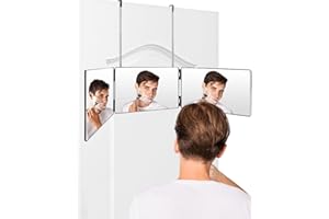 VIXKPIRR 360 Grad Spiegel, 3 Wege Spiegel mit Haken,Tragbarer Friseurspiegel,Höhenverstellbar und Faltbar,für DIY Haarschneiden,Färben,Flechten,Rasieren und Make-up