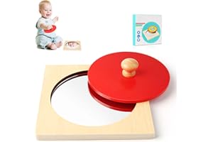 DONGFENGLION Baby Spiegel Montessori Spielzeug, Visuelle Spiegel für Kinder, Spiegel Baby Bauchlage, Spiegel Peekaboo Knopf Puzzle, Spiegel Einfach Kindgerecht für Babys 6-36 Monate