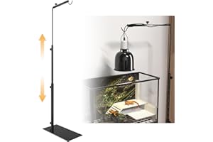 HeatingLux Adjustable Reptile Heat Lamp Stand 16-37 Inch With Light Fixture - Fish Aquarium Tank Holder and Hanger Accessories