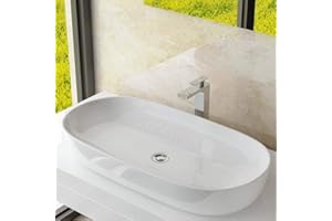 Waschbecken24 BxTxH 82x41x13,50 CM Keramik Waschbecken Aufsatzwaschbecken Waschschale Handwaschbecken Gäste-WC A300