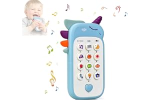 Bambebe Telefono Giocattolo per Bambini, Gioco Musicali Bambino 1 Anno, Cellulare Giocattolo per Neonato 6 9 12 Mesi, Giocattoli Sensoriali per Bambini con Telecomando per 1 2 3 Anni(Versione inglese)