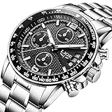 Herrenuhr LIGE Edelstahl Schwarz Klassische Business Watch Analog Quarzuhr Wasserdichte Sport Chronograph Kleid Herrenuhr