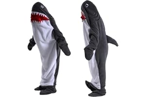 Shamdon Home Collection Hai Decke für Erwachsene Kind, Wearable Shark Blanket Deckenpullover für Damen Herren, Gemütlicher Superweicher Tragbare Hoodie Decke Schlafsack Onesie Hai Kostüm