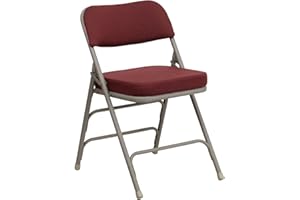 Flash Furniture Hercules Series Silla Plegable, Polipropileno, Metal, Espuma, Tela borgoña/Marco Gris, 2 Unidades