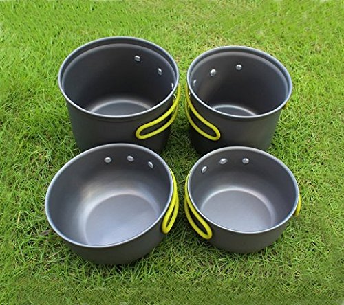 SUMERSHA Picknick Camping Wandern Backpacking Pot Pan Kochgeschirr Kochen im Freien Bowl Kochtöpfe (4 Stück) - 7