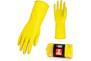 VGO... Vgo 10 paia Guanti riutilizzabili per la casa, Guanti per lavastoviglie in gomma, Spessore extra, Maniche lunghe, Pulizia della cucina / Lavorare / Dipingere / Giardinaggio / Cura degli animali domestici