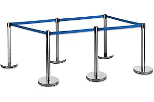 6-Stück-Set FLEXIBARRIER Personenleitsystem Absperrständer Krom -Ecoline- 2m Gurtlänge *blau*, Absperrständer, Absperrband, Absperrpfosten