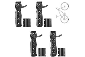 Todeco Set de 4 Soporte Bicicletas Pared con el Soporte de La Rueda Trasera, Gancho para Colgar Bicicleta en la Pared, Cuelga Bicis Pared con Soporta hasta 30kg, Apto para ruedas de hasta aprox. 5cm