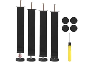 ZAXIVA 4Pcs Pied de Lit 20 cm à Visser, Pied Sommier à Lattes Meubles en Métal avec Patins en Caoutchouc Antidérapants et Tournevis, Noir Support Pied Sommier D’armoire pour Table, Chaise, Armoires, Canapé