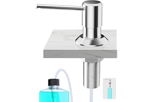 Poveta Dispenser Sapone Cucina, Dosatore Sapone da Incasso per Lavello, Dispenser Detersivo Piatti con Bottiglia da 300 Ml e Tubo da 1,2 M, Dispenser di Sapone in Rame, Riempimento dall'Alto, Cromato