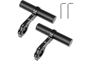 Molain Lot de 2 rallonges de guidon de vélo, en alliage d'aluminium, support d'extension de guidon de vélo, extension de guidon à clip unique pour motos, pour fixation de lumière de compteur de