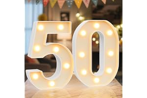 LEDIDO LED Zahlen Lampe Nummer Beleuchtete Ziffern 50,Warmes & Kaltes Weiß Led Leuchtzahlen für Happy Birthday Deko,Party deko,Hochzeitsdeko,Batteriebetriebene,Desktop Wandtischdeko