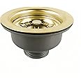 114MM Gold Sink Waste Kit, Stainless Steel and PVC Kitchen Sink Basket Strainer Plug Basket Waste G1½
