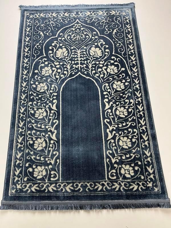 İPEKYÜN HALI Yün Tüşeli Akrilik Dokuma Seccade Namazlık 80x120 Turkuaz Battal Boy