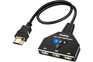 FOKKY Commutateur HDMI 4K, Répartiteur HDMI Automatique/Manuel, plaqué Or, 3 en 1, 3 Ports, Prend en Charge 4K/3D/Uhd/HD/1080P pour Xbox PS4 Ps3 Blu-Ray Firestick HDTV