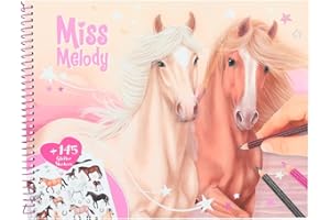 Depesche 12479 Miss Melody - kolorowanka z fantastycznymi motywami koni, 44 strony, kolorowanka zawiera wiele brokatowych naklejek