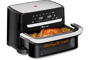 Moulinex Dual Easy Fry Flex, Freidora de aire con separador FlexCook, 9L de Capacidad Para Hasta 8 personas, 7 Programas Preestablecidos, Negro, EZ9228F0