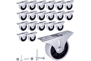 SKIR'CO (20 sztuk) 40 mm gumowe kółka, kółka meblowe, kółka do mebli, niewychylne, śruby wchodzą w zakres dostawy