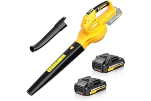 SEYVUM Leaf Blower, 20V Cordless Leaf Blowers with 2 Pcs Li-ion Battery, Electric Leaf Blower for Lawn Care, 218CFM Battery Powered Blowers, for Patio, Garden Cleaning, Fast Charger Included