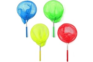 UQMIQURA 4 Stück Teleskop Kescher Kinder,Ausziehbar Schmetterlingsnetz Kinder Fischernetz Fangnetz, Outdoor Ideal zum Fangen von Insekten Bugs Fische Angeln Teich Pool Garten