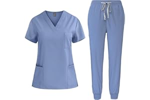 ZEIAYUAS Damen Medizinische Arbeitskleidung Medizinische Uniform Klinik Krankenhaus Pflegebekleidung Medizinische Uniform Mit Oberteil Und Hose Locker Krankenschwester Arbeitsuniform Set Altenpflege Kleidung
