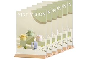POERMA Lot de 6 Présentoirs de Table A5, Présentoirs de Menu Socle en Bois pour les Promotion, Annonces, Photos