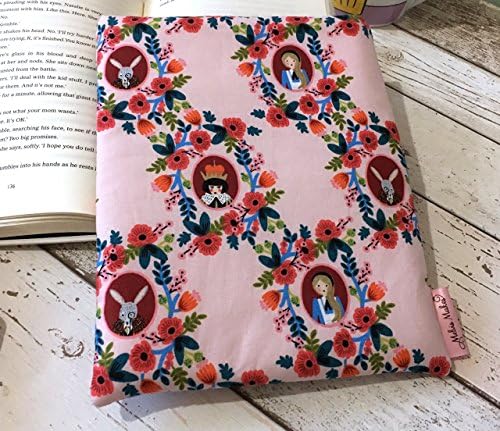 Rose Alice Book Sleeve - Wonderland Book Buddy, Custom Size Book Sleeve, Padded Paperback Hardback Book Bag