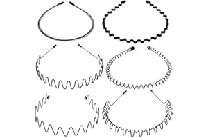 NINONLY tao pipe 6 PCS Metal Headband Black Hair Hoop Spring Wave Hairband Multi-Style Unisex Flexible Headbands Accessories for Women Men