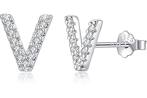 TIZU Orecchini con Lettere in Argento 925 Alberino Orecchini Anallergici per Donna Bambina Ragazza Orecchini Piccoli Iniziali con Zirconi Cubici Idee Regalo per Lei