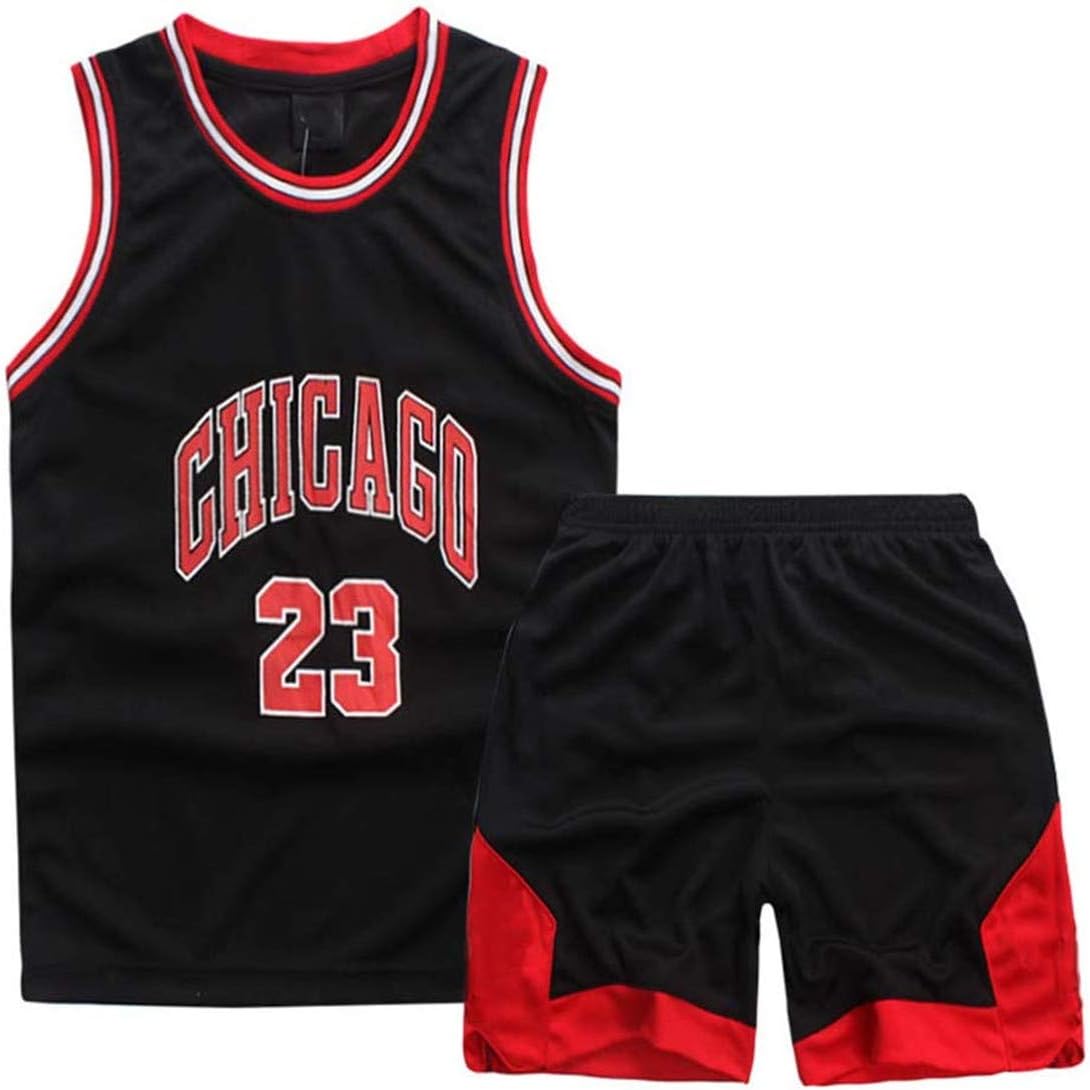 NSFANS Kids' NBA Jerseys Set - Bulls Jordan#23 / Lakers James#23 / Warriors Curry#30 Basketball Shirt Vest Top Summer Shorts for Boys and Girls