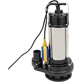 Submersible Sewage Pump, 1500W 2HP Submersible Water Pump, 36000 l/h, Max Head 22 m, Dirty Water Pump with Crusher for Swimmi