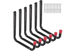 PiPaFox Lot de 6 crochets de rangement robustes pour garage, 17 cm, support mural pour tuyau d'arrosage, chaise pliante et vélo…