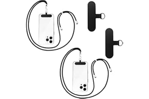 CNMTCCO Cordon Telephone Portable, 2 chaînes de cordon, adaptées à tous les smartphones, avec 2 patchs universels, réglables et amovibles (2 noires)