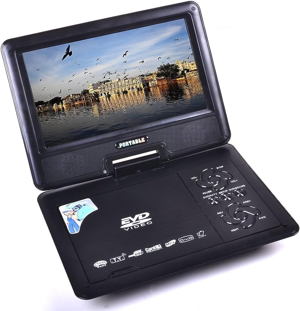 SRS 9.8" Portable DVD Players with 270? Swivel Screen SD Card/USB/Game/MP3/MP4/MP5/DVD/CD/Player,Happy Travel DVD Players