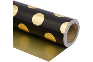 Holijolly Wrapping Paper Roll-Mini Roll-43.2cm x 10M-Black Gold Design (4,32 mètres carrés)